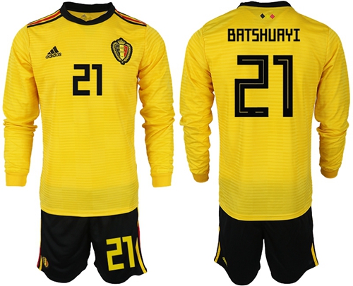 Belgium #21 Batshuayi Away Long Sleeves Soccer Country Jersey